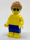 LEGO cty0760 Beachgoer - Blue Male Swim Trunks and Sunglasses