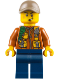 LEGO cty0790 City Jungle Explorer - Dark Orange Jacket with Pouches, Dark Blue Legs, Dark Tan Cap with Hole, Cheek Scuff