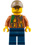 LEGO cty0795 City Jungle Explorer - Dark Orange Jacket with Pouches, Dark Blue Legs, Dark Tan Cap with Hole, Crooked Smile and Scar