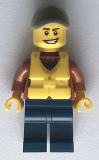 LEGO cty0816 City Jungle Explorer - Dark Orange Jacket with Pouches, Dark Blue Legs, Dark Tan Cap with Hole, Life Jacket Center Buckle, Big Smile