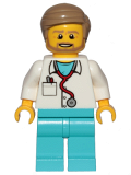 LEGO cty0898 Doctor - Stethoscope, Medium Azure Legs, Dark Tan Smooth Hair, Beard