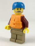 LEGO cty0913 Rafter, Male Parent, Dark Azure Sports Helmet, Orange 2 Strap Life Jacket