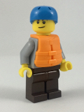 LEGO cty0914 Rafter, Adult Son, Dark Azure Sports Helmet, Orange 2 Strap Life Jacket