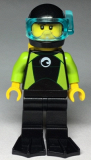 LEGO cty0958 Diver, Male, Black Flippers and Wetsuit with White Logo, Yellow Scuba Tank