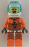 LEGO cty1065 Astronaut - Female, Orange Spacesuit with Dark Bluish Gray Lines, Trans Light Blue Large Visor, Open Mouth Smile