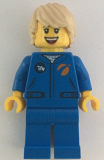 LEGO cty1067 Astronaut - Female, Blue Jumpsuit, Tan Hair Tousled with Side Part, Freckles, Open Smile with Teeth